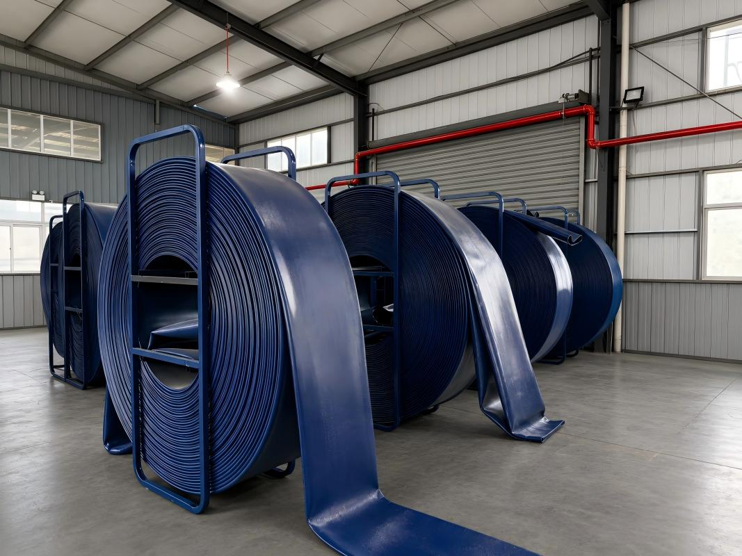 Large Diameter Frac Water Layflat Hose Reels Ready For Shipment Large Diameter Frac Water Layflat Hose Reels Ready For Shipment