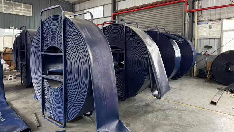 Large Diameter Frac Water Layflat Hose Reels Ready For Shipment